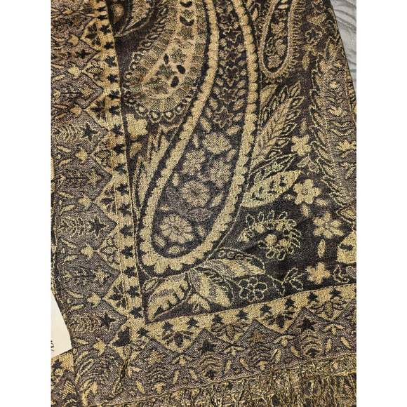 Women's Banjara Stole Shawl Scarf OS Black & Gold (NEW) - Picture 12 of 12